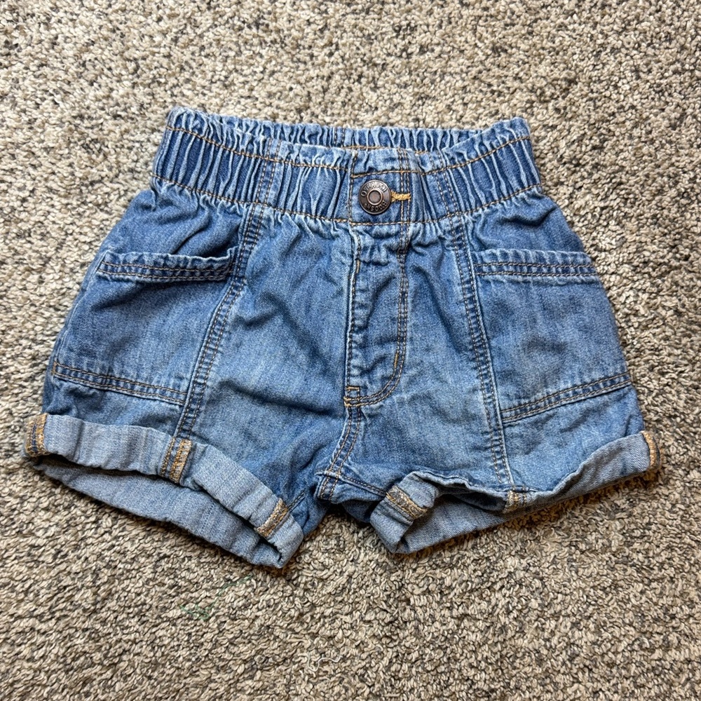 OshKosh B'gosh Blue Denim & Mauve Kids Paper Bag Shorts